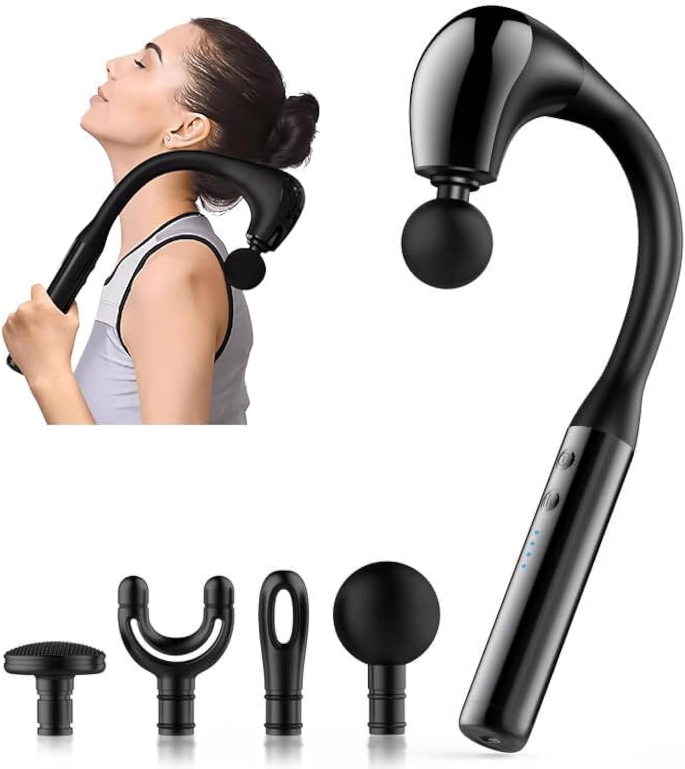 Massage Gun Deep Tissue - ปืนนวดรูปตัวยูพร้อมด้ามจับยาวเพื่อการบรรเทาอาการปวดกล้ามเนื้อลึก - คอ ไหล่ หลัง และขา