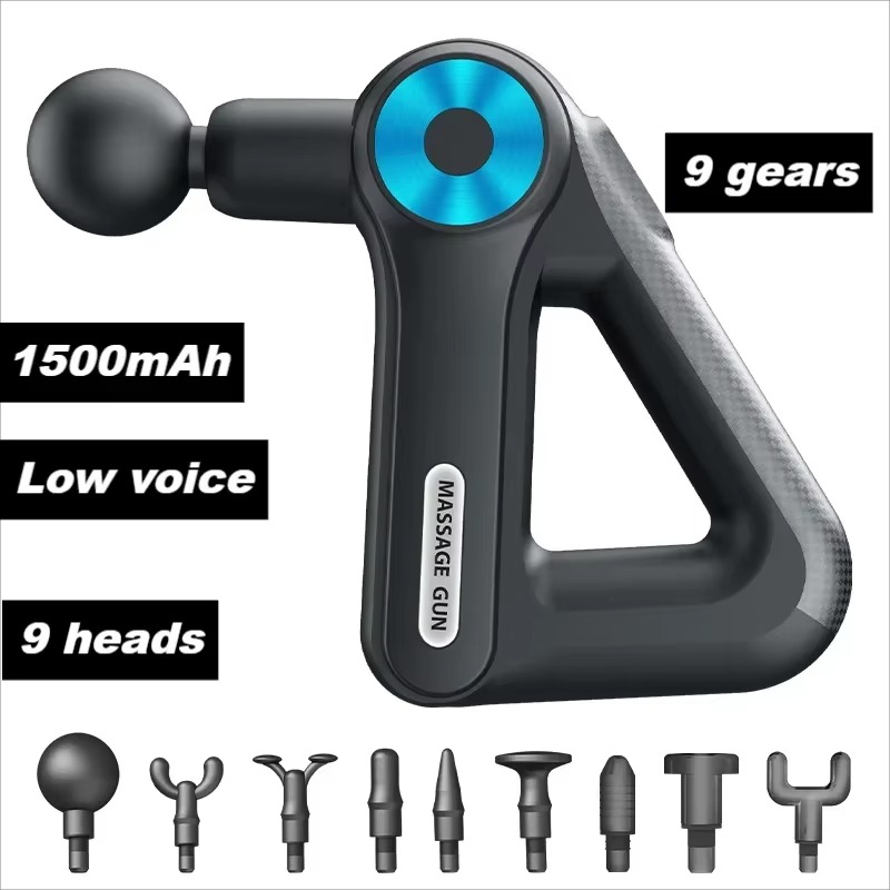 Massage Gun Deep Tissue - ปืนนวดกล้ามเนื้อแบบสามเหลี่ยมขนาดเล็ก สำหรับนวดคอและกระดูกสันหลังส่วนคอ พร้อมหัวนวด 9 แบบ ปรับระดับความแรงได้