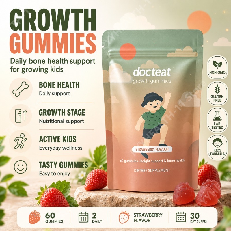 Health Wellness Vitamins - วิตามินแคลเซียมสำหรับเด็ก รสสตรอว์เบอร์รี พร้อมวิตามิน D3 และ K2