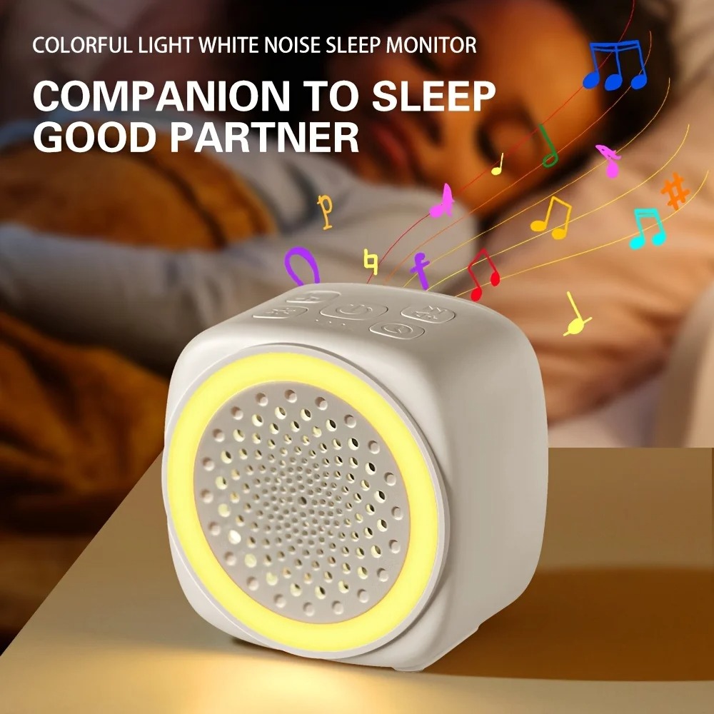 White Noise Machine Sleep - เครื่องช่วยนอนหลับเด็กแบบเสียงไวท์นอยซ์อัตโนมัติ พร้อมเพลงกล่อม 26 เพลง ไฟกลางคืนสำหรับห้องนอนและรถเข็นเด็ก