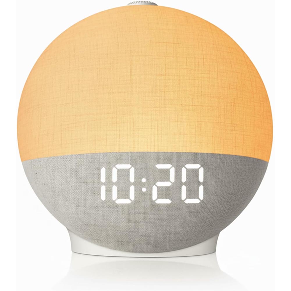 White Noise Machine Sleep - นาฬิกาปลุกแสงอาทิตย์จำลอง พร้อมเครื่องเสียงไวท์นอยซ์ ลำโพงบลูทูธ ไฟกลางคืนเปลี่ยนสีได้ เหมาะสำหรับห้องนอน ของขวัญสุดพิเศษ
