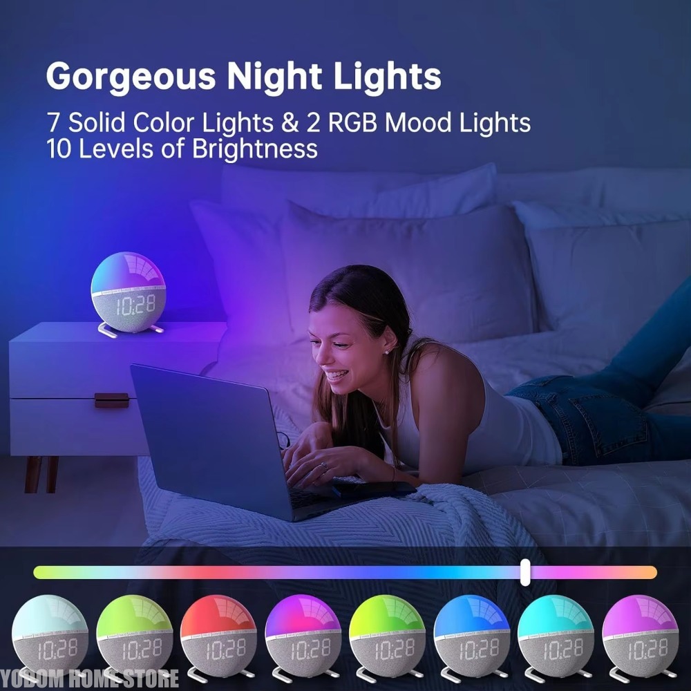 นาฬิกาปลุกแสงอาทิตย์พร้อมแสงปล - White Noise Machine Sleep บทวิจารณ์และราคา